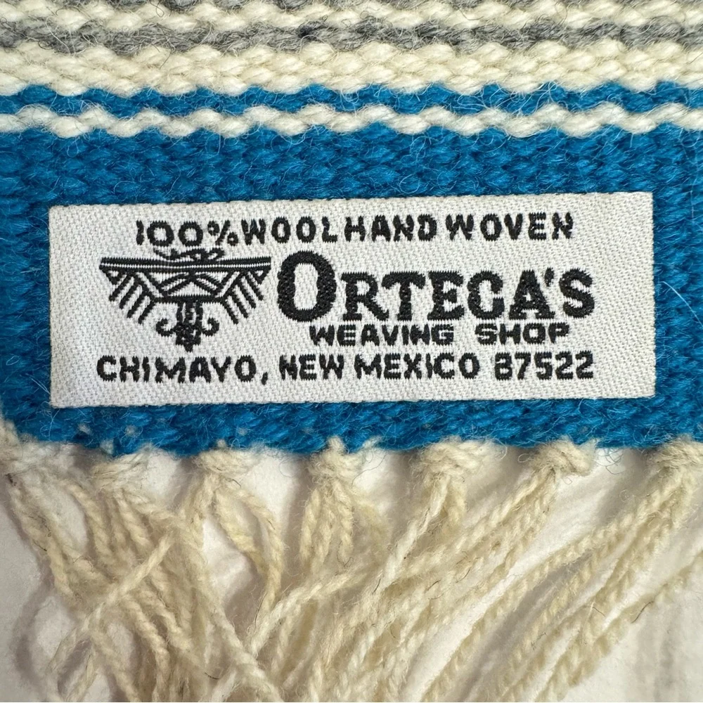 VTG Ortega's Chimayo Framed Wool Hand Woven Southwest Table Mat Rug 100% Wool